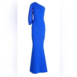 NWT $995 Chiara Boni La Petite Robe One-Sleeve Gown Blue Klein US 8